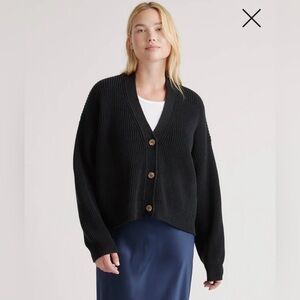 Quince 100% Organic Cotton Fisherman Boxy Cropped Cardigan